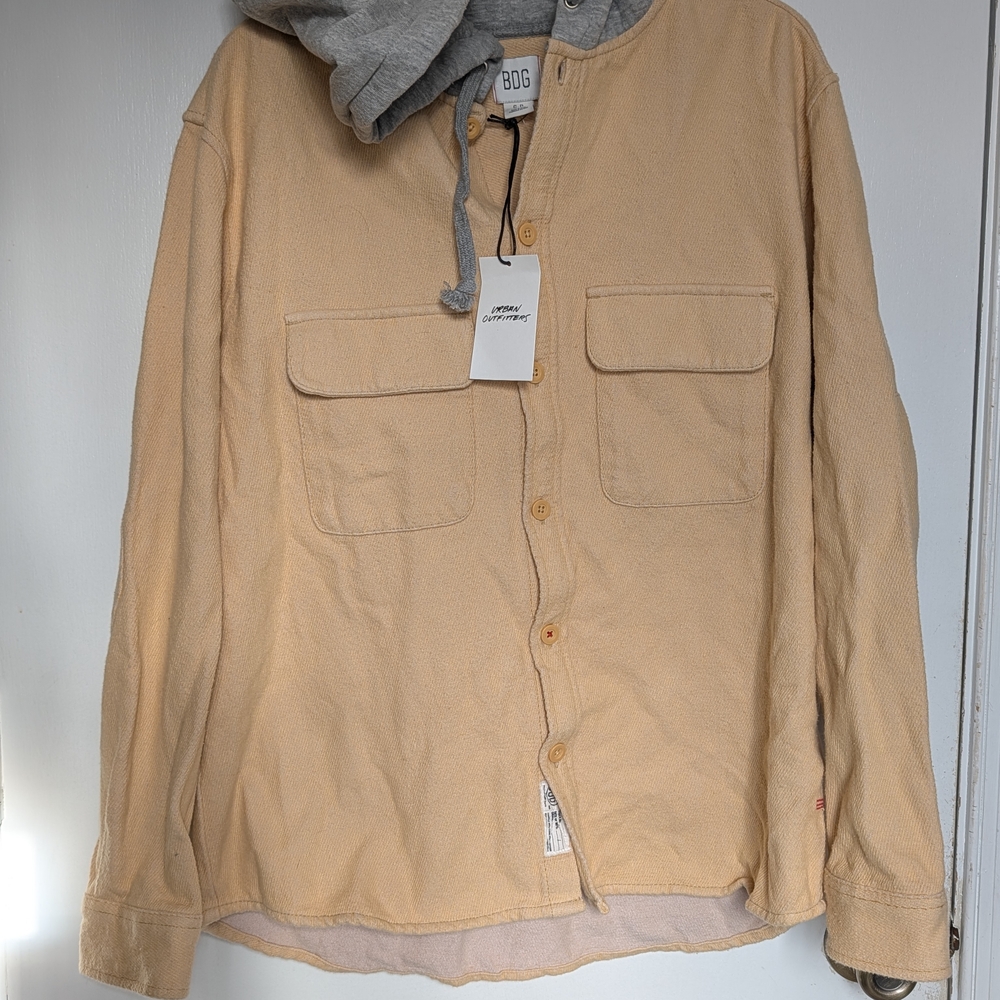 BDG For Urban Outfitters Yellow And Grey Hooded Oversized Jacket Sz S NWT